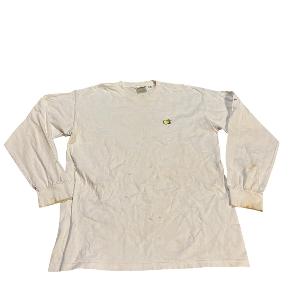 Masters Golf Long Sleeve Logo Tee‎ White Mens Size Medium Vintage Summer Spring